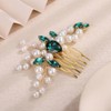 Teyglen Wedding Pearl Hair Comb Elegant Pearl Crystal Hair Piece