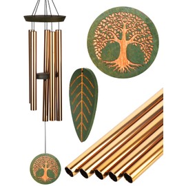 Sympathy Large Memory Wind Chimes 36-inch Tree of Life and Leaf Chimes for Outside - Deep Tones