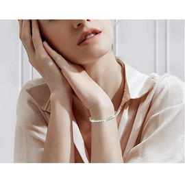 BSLVWG 4MM Women Bracelet,Sterling Silver Tennis Bracelet for Women S925 Adjustable Bracelet Zircon Bracelet,Friend Bracelet,Gift for Mom (Silver)