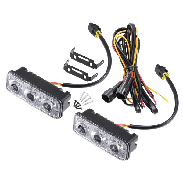 X AUTOHAUX Car Daytime Running Light White Amber Turn Signal