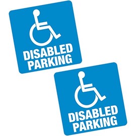 2 x Disabled Parking Blue Badge 6" 150mm Sq. Vinyl Sticker Car Van Motability