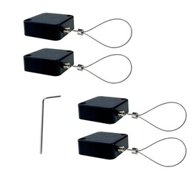 HXymxkeqi Retractable Cable Lock with Double-Sided Adhesive ABS Remote Control Security Lock for Phone,TV, 304 Stainless Steel, Black, 3.3 ft (1 m), 4Set