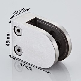 Glass Clamp - 4PCS Glass Bracket for 1/3 "-1/2" Tempered Glass, Stainless Steel 304 Flat Back Round Glass Clip Polished for BalustradeStaircaseHandrail, Glass Holder Metal Casting