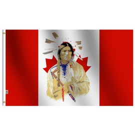 Canada (Native American) Flag 3X5Ft Large, Both Sides Heavy 100D Polyester for Moderate-Outdoor&Indoor Canadian Indian Mapleleaf Flag 3'x5' Indigenous Banner