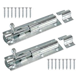 TERF® Heavy Duty Tower Door Bolt Barrel Slide Lock Bolt Zinc 150mm [6''] Door Latch with Screws Ideal for Internal and External Strong Doors Locks for Garage Shed Garden Gate and Multi Use - Pack of 2
