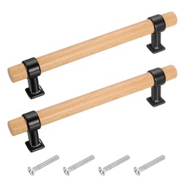 uxcell 2 Pcs Adjustable Wood Drawer Pulls T Bar 128mm/5 Hole Center Dresser Drawer Knobs Double Hole Furniture Pull Handles with Screws for Home Kitchen Room, Black/Gold