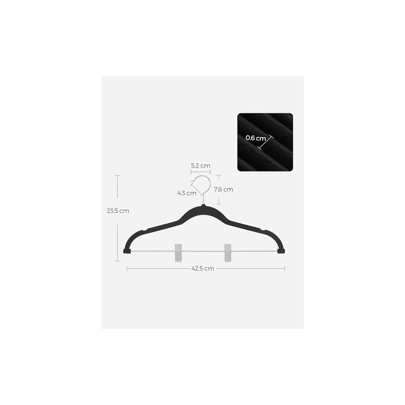 SONGMICS Perchas para Pantalones, 30 Perchas de Terciopelo, 42.5 cm