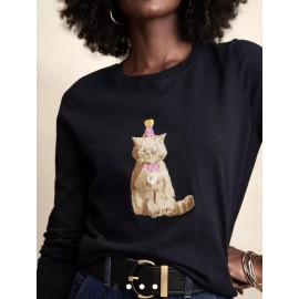 BANANA REPUBLIC Factory Forever Intarsia Sweater Grumpy Party Cat Sz XS NWT (h