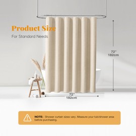 BTTN Cream Arch Textured Waterproof Fabric Shower Curtain Set, 72x72, Beige