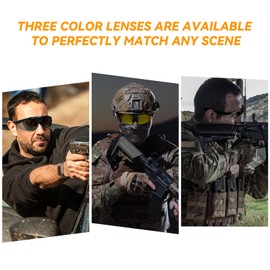 Yzpacc Shooting Glasses Protective Eyewear Airsoft Goggle with 3 Interchangeable Anti Fog Lenses for Men Women Eye Protection Protective Glasses