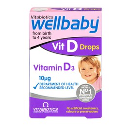 Vitabiotics Wellbaby Vitamin D Drops (Newborn to 4 Years Old) 10 µg 30ml (2 Months Supply) with NC Thank You Card