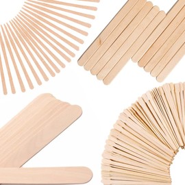 Mibly 4 Style 700 Pcs Assorted Wooden Wax Sticks for Body Legs Face and Small Medium Large Sizes Eyebrow Waxing Applicator Spatulas for Hair Removal or Wood Craft Sticks