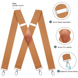 MENDENG Suspenders for Men Vintage 4 Swivel Hook Adjustable Braces Groomsmen