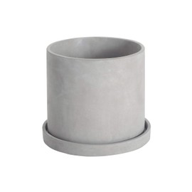 Ekirlin 9 inch Flower Plant Pot Indoor - Grey Cement Garden Planter with Drain Hole Saucer, Modern Succulents Containers for Home Decor, Office & Outdoor