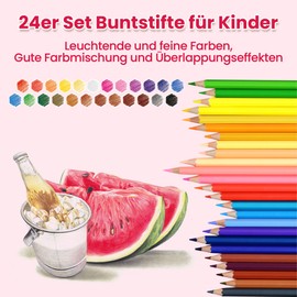 MARCO Colouring Pencils, 24 Colours Oil Colouring Pencils for Adults, Colouring Pencils Children - Hexagonal Shape, Pre-Sharpened & Shatterproof, Pencil Set in Pen Cup - Ideal for Children, Students