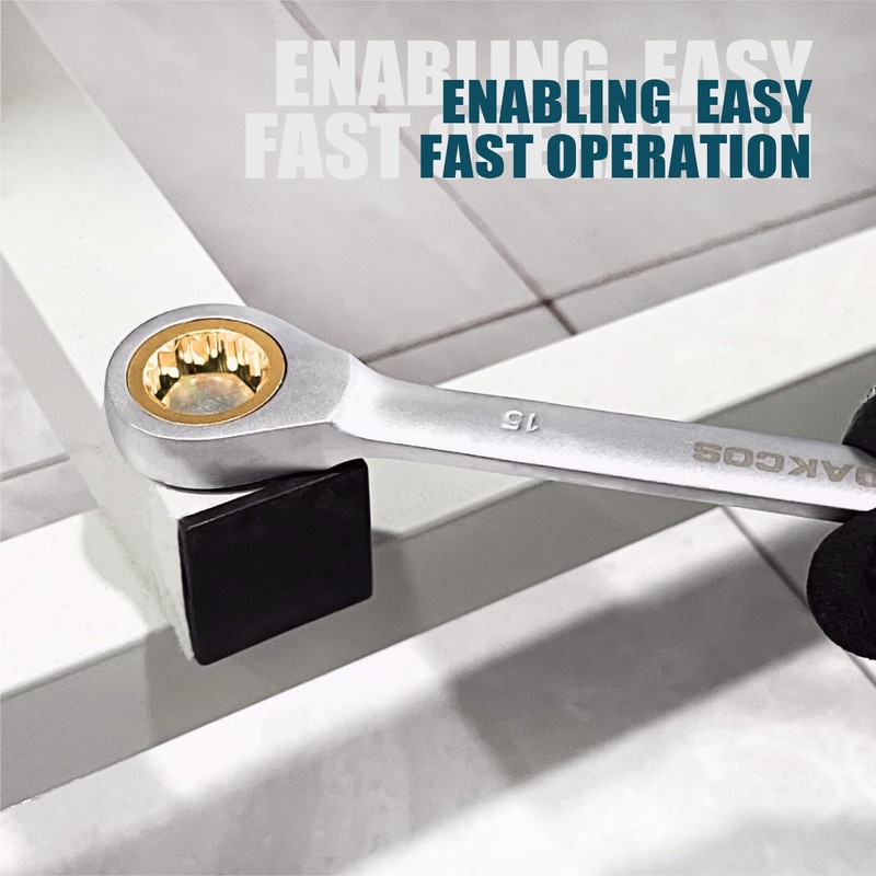 DAKCOS Fixed Head Ratchet Spanner 16mm Ratcheting Combination Wrench Chrome