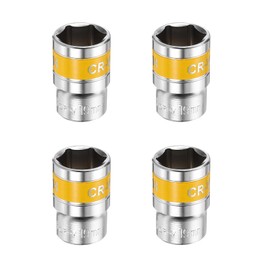 sourcing map 4pcs 1/2" Drive 6 Points Socket 19mm Metric Shallow Impact Socket CR-V Steel Flip Socket Spindle Axle Nut Impact Socket for Home Auto Hex Nuts Bolts Repair, Silver Yellow