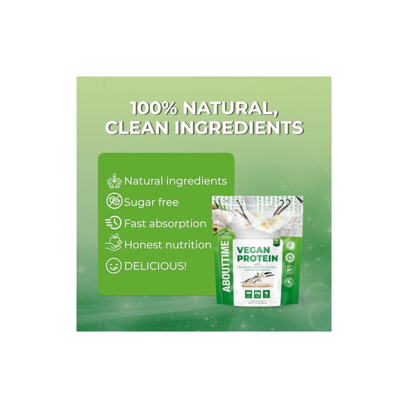 About Time Vegan Protein Supplement, Vanilla, 2 Pound