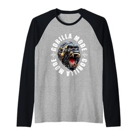 Gorilla Mode Motivation Beast Training Workout Gym Quote Raglan, black