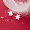 Solid 925 Sterling Silver Snowflake Stud Earrings for Women Winter