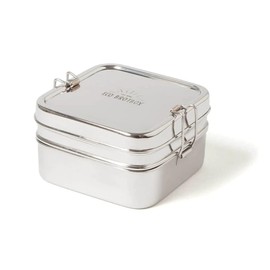 ECO Brotbox Cube Box XL Square Stainless Steel Lunch Box with 2 Layers, Dishwasher Safe with 1400 ml Capacity, for Takeaway Food or Home Storage