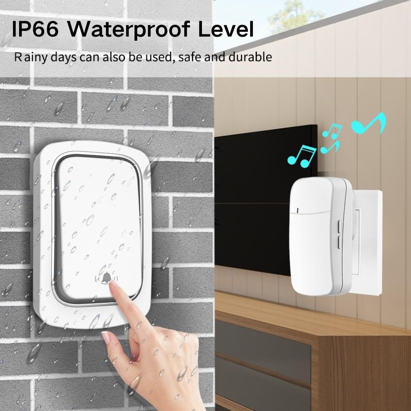 Self-Powered Wireless Doorbell, Black