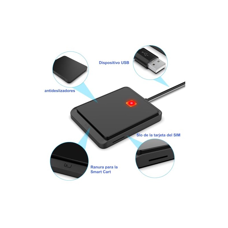 CAC Lector de Tarjetas Inteligentes, Reader USB C, Consulta saldo