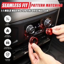 Air Conditioner Switch Control Button Knob Cover Compatible with 2024-2025 Hummer EV Accessories Rear Climate Control Knob Covers, Aluminum Alloy AC Decal Trim Rings Interior 2Pcs (Red)
