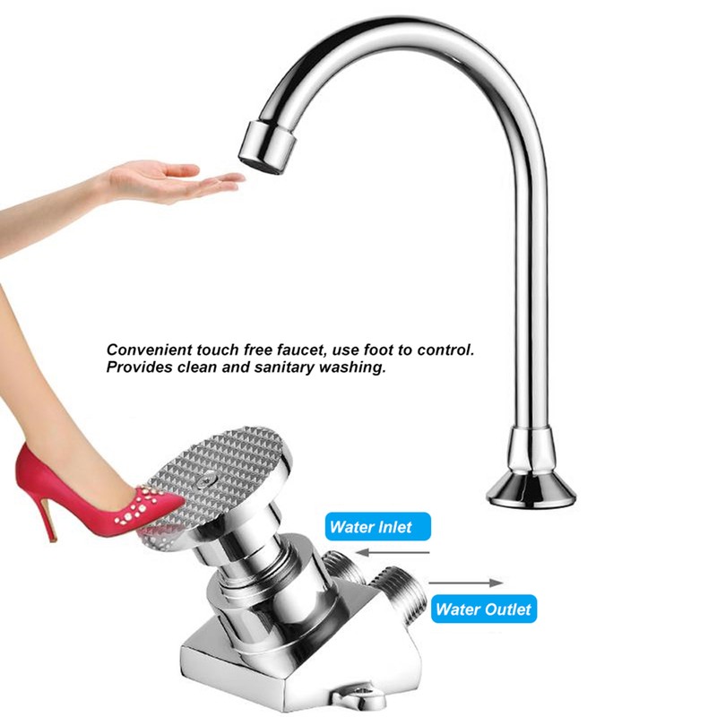 G1/2in Thread Copper Floor Mounted Foot Pedal Basin Faucet Sink