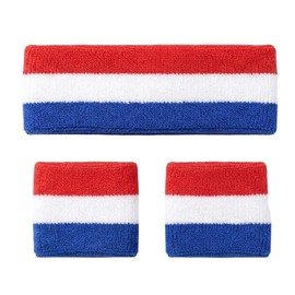 Mallofusa France Soccer Supporter Sweatband Kit Absorbent Headband & Wristband Set for Summer Tournaments Match Day Essentials Color-Safe Fabric for Active Fans Blue White Red Tricolor