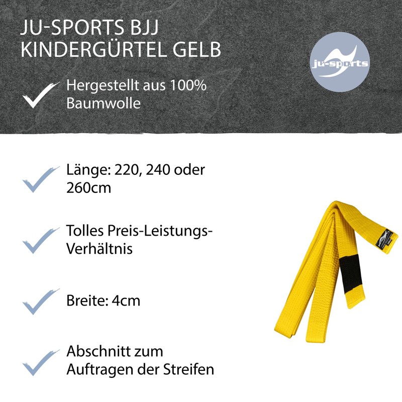 Ju-Sports BJJ Kindergürtel Belt, Yellow, 240