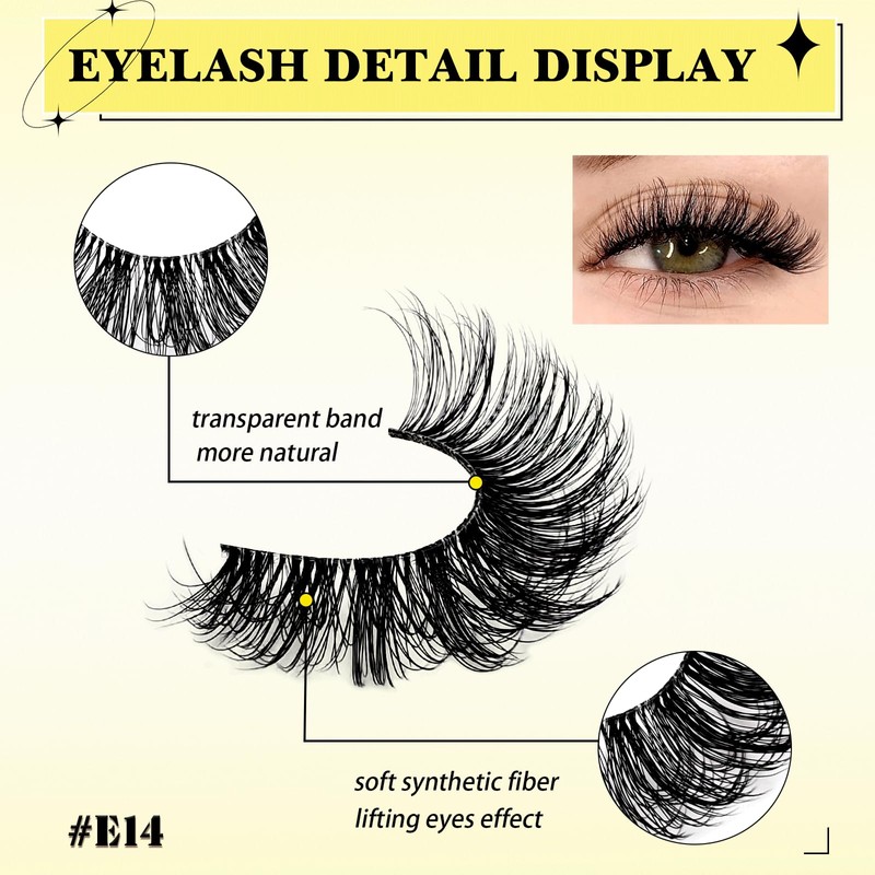 10 Pairs 5 Styles Mixed Clear Band Artificial Eyelashes Cat