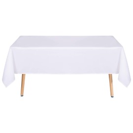 sancua Rectangle Tablecloth - 60 x 84 Inch - Stain and Wrinkle Resistant Washable Polyester Table Cloth, Decorative Fabric Table Cover for Dining Table, Buffet Parties and Camping, White