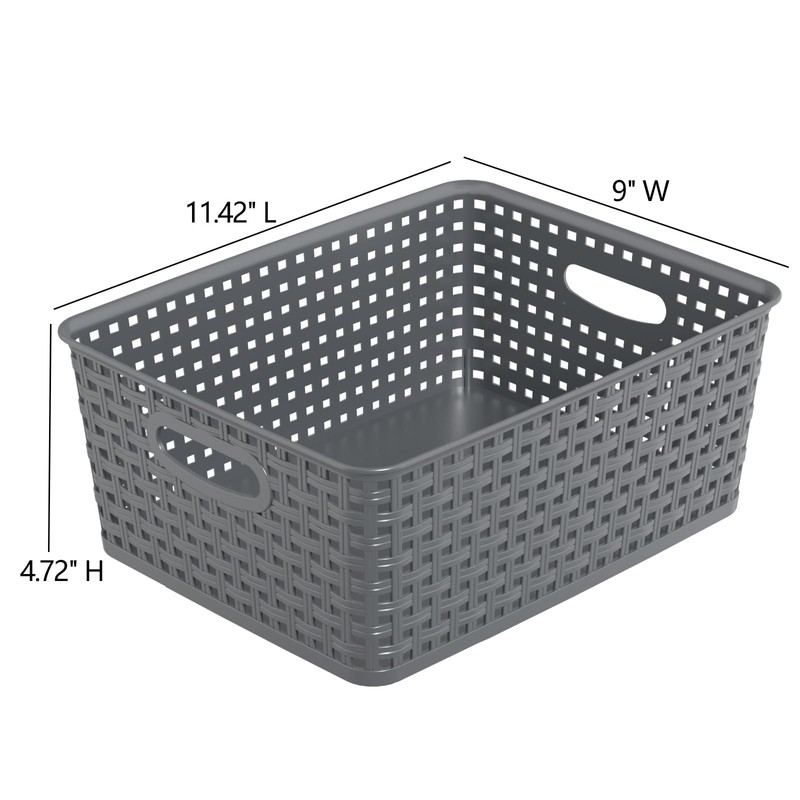 Kekow Paquete de 4 cesta de almacenamiento de plástico gris,