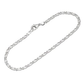 NKlaus 26 cm Anklet 925 Silver S Curb Chain Diamond-Coated 2.4 mm Wide Ankle Chain 14610, Sterling Silver Silver, No gemstone