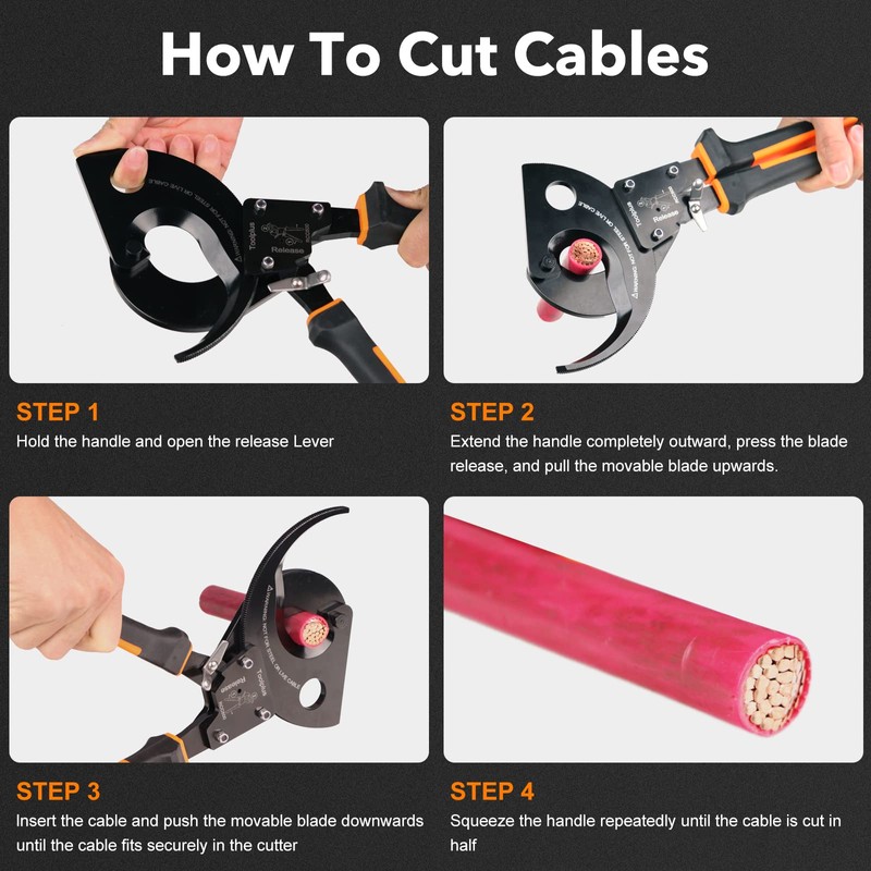 Nasop Compact Heavy Duty Ratcheting Cable Cutter for 300MCM copper