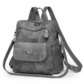 Valleycomfy Women's Small Mini Backpack City Backpack Daypack PU Fashion Travel Shoulder Bag Handbag Backpack for Travel School Work, gray, M