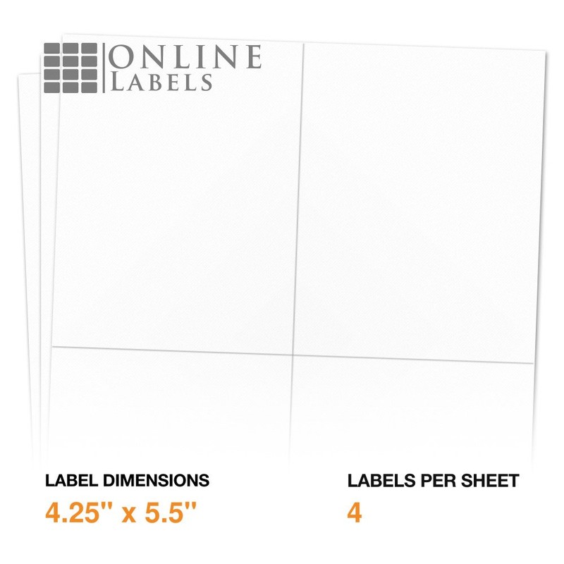 4.25 x 5.5 Rectangle Labels - Permanent, White Matte -