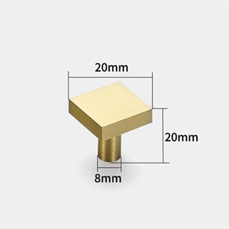 4Pcs Solid Brass Square Knobs, Single Hole Small Knobs Handle,