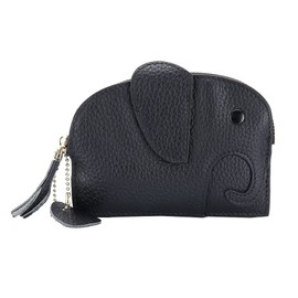 JoveJek Women's Coin Purse, Cute Elephant, Coin Case, Key Holder, Mini Wallet, Popular, Handheld, Thin, Plain, Lightweight, Birthday, Mother's Day, Great Gift, Black