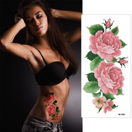 The Fantasy ymp6007 Tattoo Sticker, Rose, Flower, Lotus, Regular Size, 3 Types, 6 Pieces