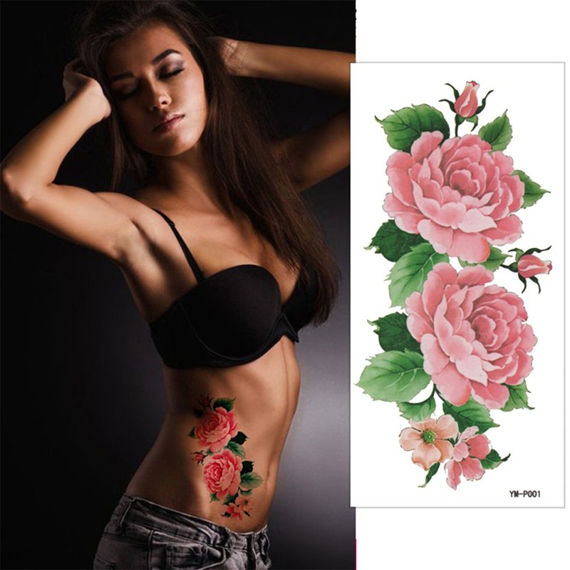 The Fantasy ymp6007 Tattoo Sticker, Rose, Flower, Lotus, Regular Size,