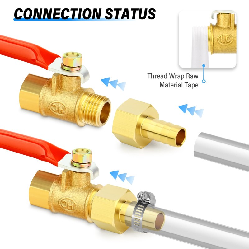 TAILONZ PNEUMATIC 3PCS 1/4 Inch Brass Mini Ball Valve Shut-off