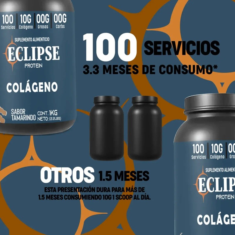 Colágeno Hidrolizado Eclipse 1kg Polvo Sabores 200 Servis