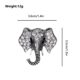 FAIRYGATE Brooches & Pins Retro Elephant Head Brooch Fashion Crystal Rhinestone Animal Lapel Pin Suit Corsage Accessories Jewelry Unisex for Men Women Lady Girl B2637