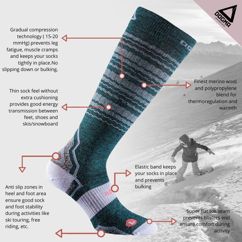 DOGMA Lynx - Snowboard Socks Made of Merino Wool, Ski