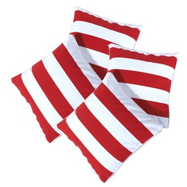 Set of 4 Cushion Cover 18 x 18" (45 x 45 cm) Red & White Stripe with Invisible Zipper Cotton Linen Square Pillowcases- Beautiful Design for Living Room, Sofa, Bedroom, Office, Couch
