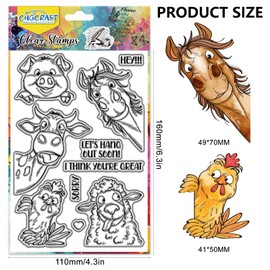 CHGCRAFT Funny Animal Clear Stamps Peek Animal Transparent Stamps Silicone Clear Stamp Seals for Carding Making DIY Scrapbooking Photo Album Decoration, 4.3x6.3 inch