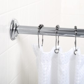 Zenna Home Adjustable Shower Rod, 44" to 72", Permanent Wall-Mounted Shower Rod, Easy to Install, Rust Resistant, Chrome