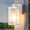 pherolion Outdoor Wall Light with GFCI Outlets,White Dusk to Dawn Poch Light Outdoor Wall Mount,Waterproof Wall Sconce Modern Outside Lights for Patio Garage Front Porch Doorway Garden Yard